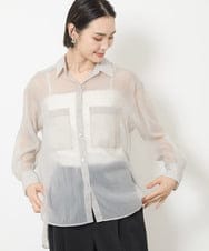 FMBGV47230 MICHEL KLEIN(ミッシェルクラン) [セットアップ対応]シアーナイロンシャツ ライトグレー(91)