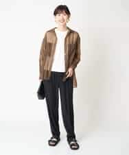 FMBGV47230 MICHEL KLEIN(ミッシェルクラン) [セットアップ対応]シアーナイロンシャツ ブラウン(87)