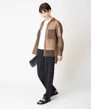 FMBGV47230 MICHEL KLEIN(ミッシェルクラン) [セットアップ対応]シアーナイロンシャツ ブラウン(87)