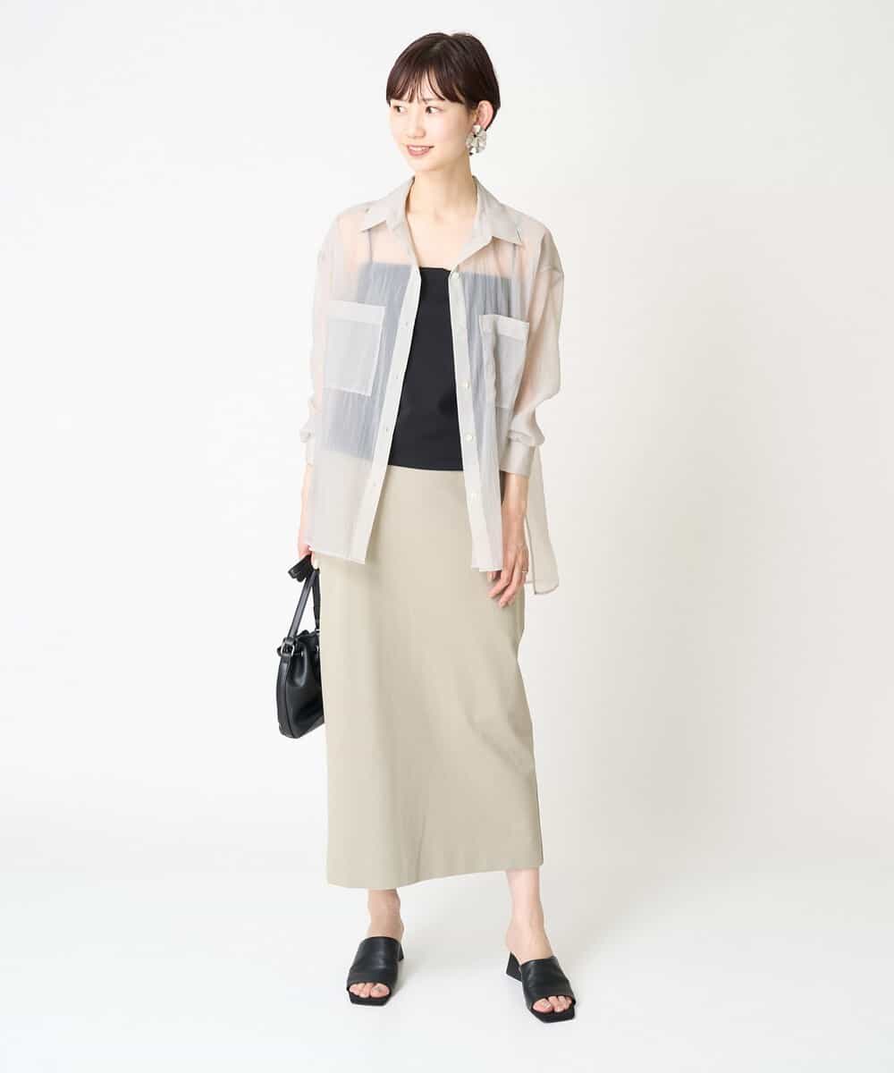 FMBGV47230 MICHEL KLEIN(ミッシェルクラン) [セットアップ対応]シアーナイロンシャツ ブラウン(87)
