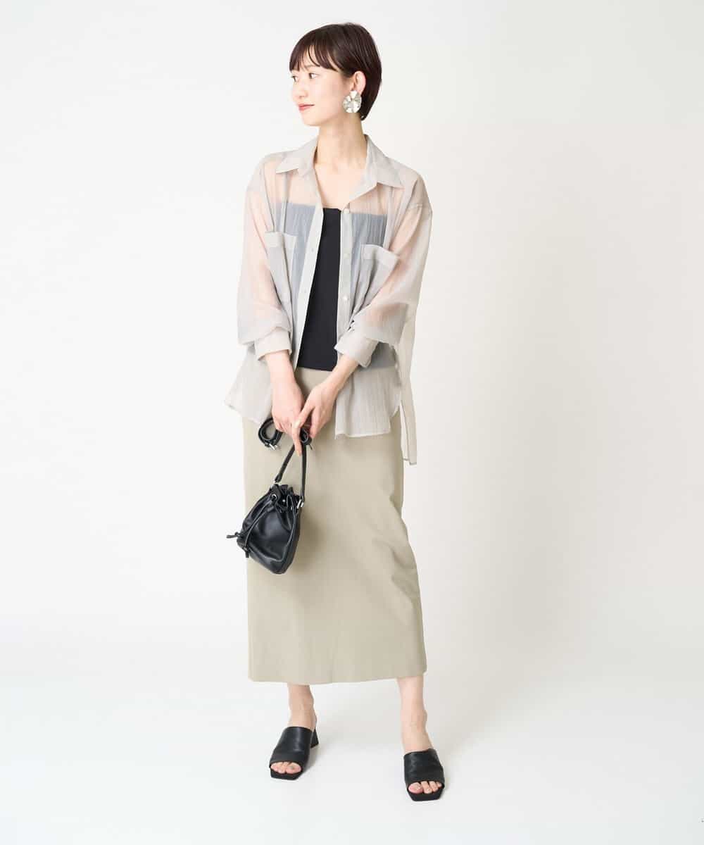 FMBGV47230 MICHEL KLEIN(ミッシェルクラン) [セットアップ対応]シアーナイロンシャツ ブラウン(87)
