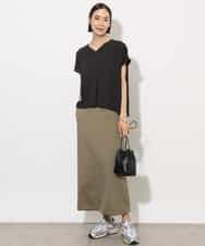 FMBHA04160 MICHEL KLEIN(ミッシェルクラン) [セットアップ対応]楊柳Vネックデザインブラウス ブラック