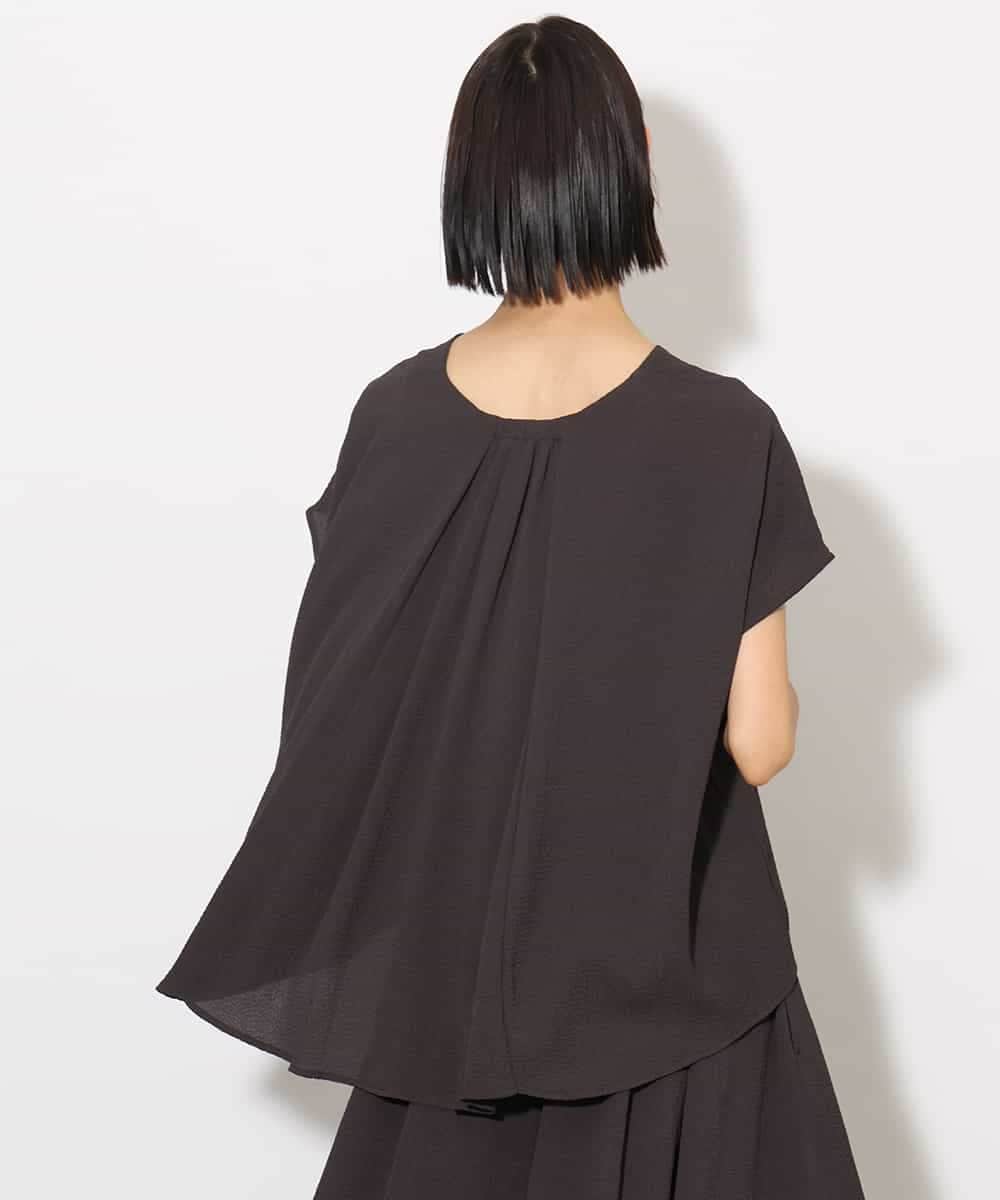 FMBHA04160 MICHEL KLEIN(ミッシェルクラン) [セットアップ対応]楊柳Vネックデザインブラウス ブラック