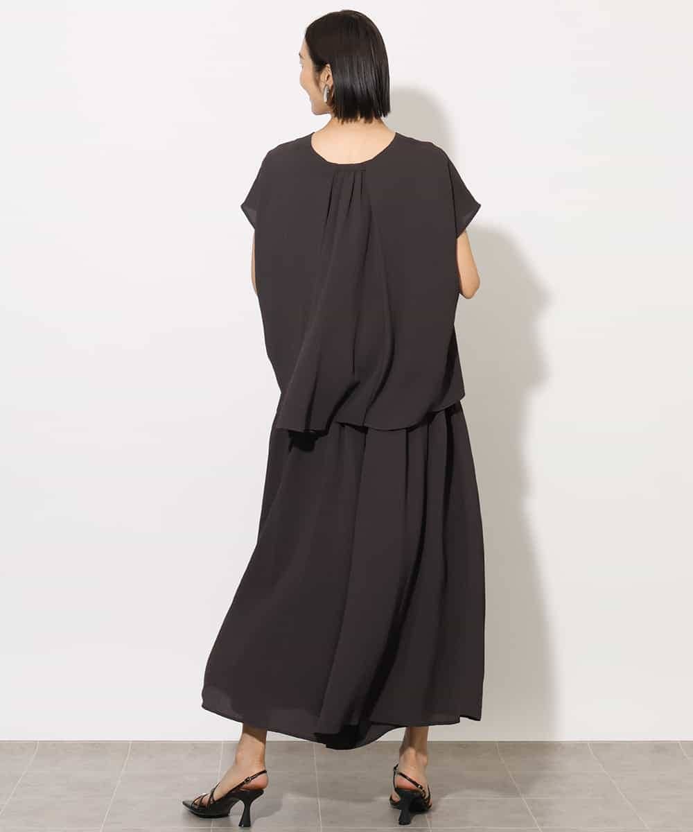 FMBHA04160 MICHEL KLEIN(ミッシェルクラン) [セットアップ対応]楊柳Vネックデザインブラウス ブラック