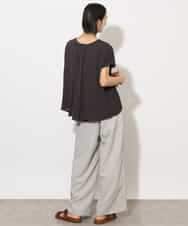 FMBHA04160 MICHEL KLEIN(ミッシェルクラン) [セットアップ対応]楊柳Vネックデザインブラウス ブラック