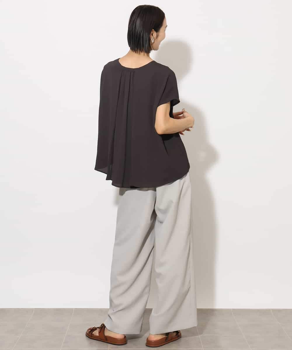 FMBHA04160 MICHEL KLEIN(ミッシェルクラン) [セットアップ対応]楊柳Vネックデザインブラウス ブラック