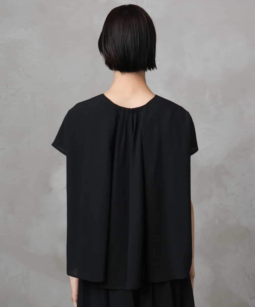 FMBHA04160 MICHEL KLEIN(ミッシェルクラン) [セットアップ対応]楊柳Vネックデザインブラウス ブラック