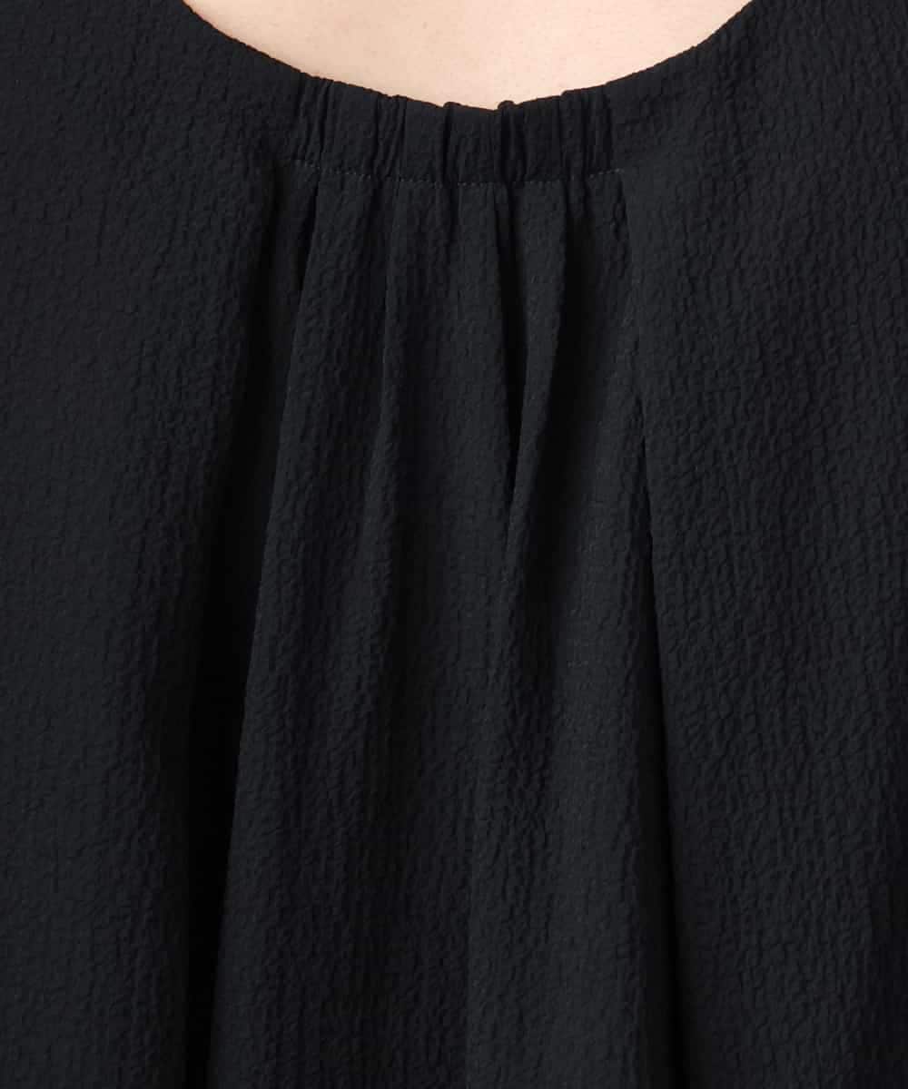 FMBHA04160 MICHEL KLEIN(ミッシェルクラン) [セットアップ対応]楊柳Vネックデザインブラウス ブラック