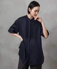 FMBHA05230 MICHEL KLEIN(ミッシェルクラン) シアーチュニックブラウス ネイビー