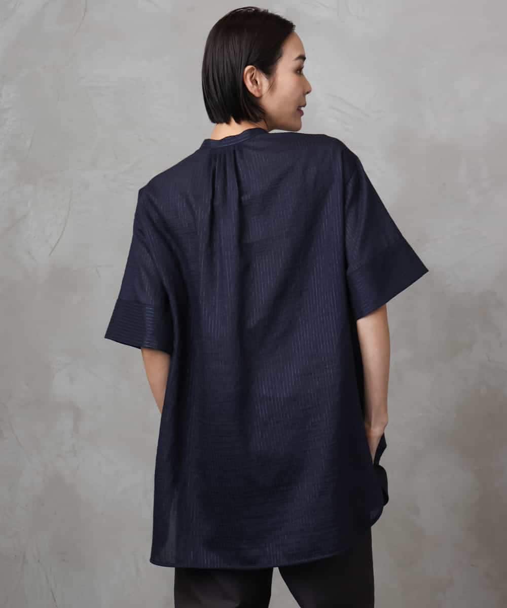 FMBHA05230 MICHEL KLEIN(ミッシェルクラン) シアーチュニックブラウス ネイビー