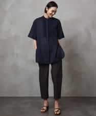 FMBHA05230 MICHEL KLEIN(ミッシェルクラン) シアーチュニックブラウス ネイビー