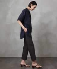 FMBHA05230 MICHEL KLEIN(ミッシェルクラン) シアーチュニックブラウス ネイビー