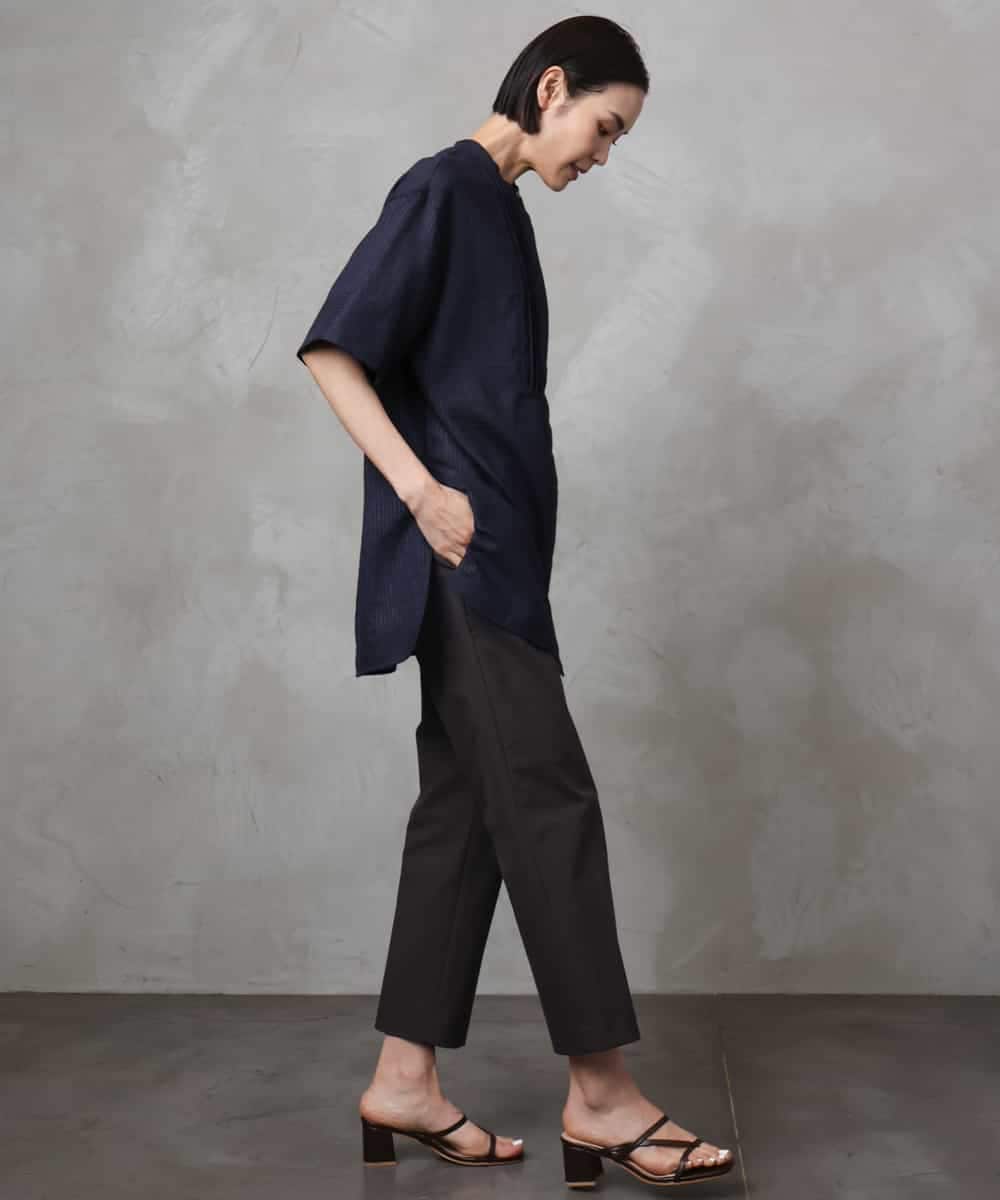 FMBHA05230 MICHEL KLEIN(ミッシェルクラン) シアーチュニックブラウス ネイビー