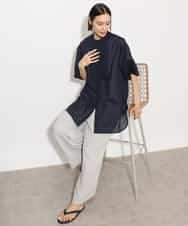 FMBHA05230 MICHEL KLEIN(ミッシェルクラン) シアーチュニックブラウス ネイビー
