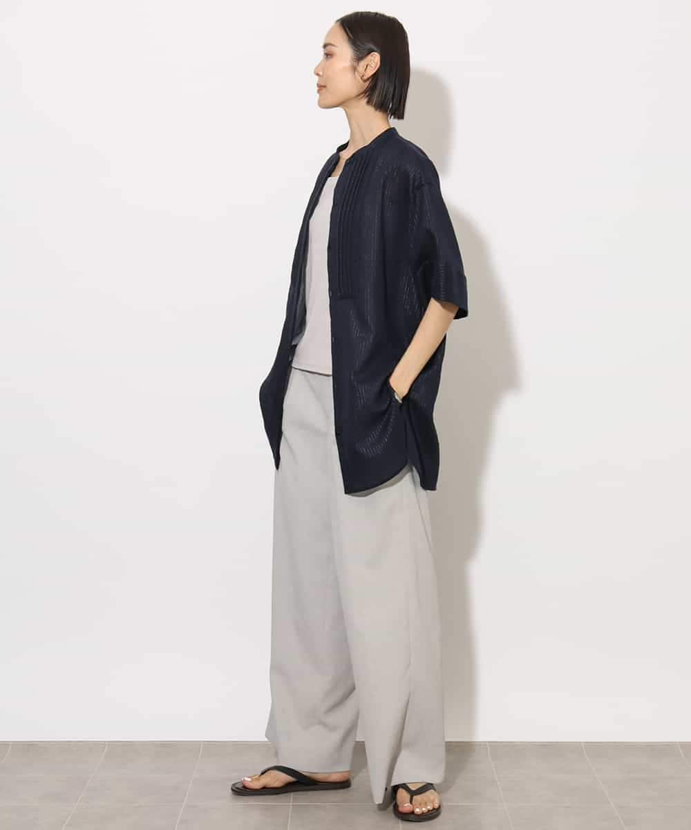 FMBHA05230 MICHEL KLEIN(ミッシェルクラン) シアーチュニックブラウス ネイビー