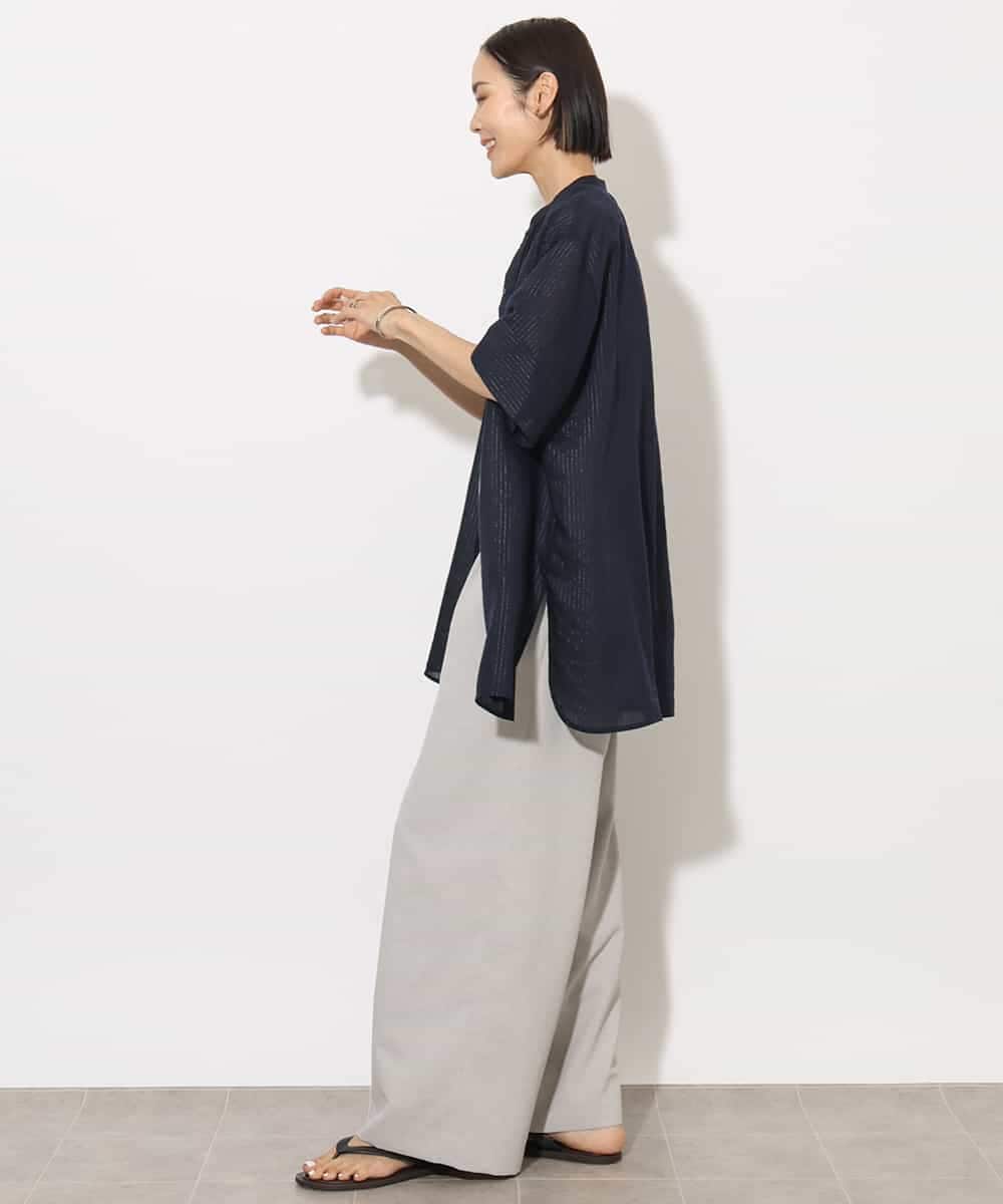 FMBHA05230 MICHEL KLEIN(ミッシェルクラン) シアーチュニックブラウス ネイビー