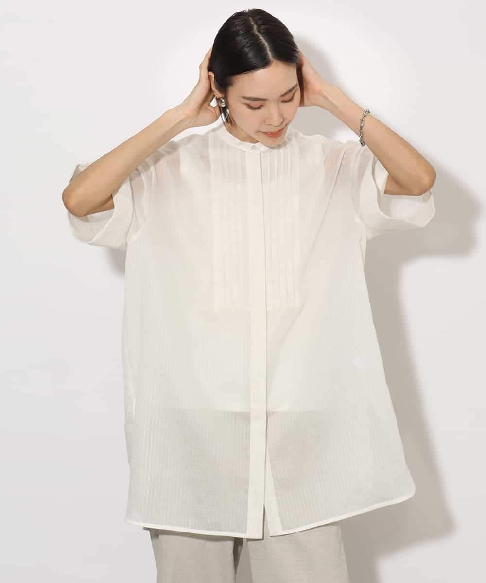 FMBHA05230 MICHEL KLEIN(ミッシェルクラン) シアーチュニックブラウス ネイビー