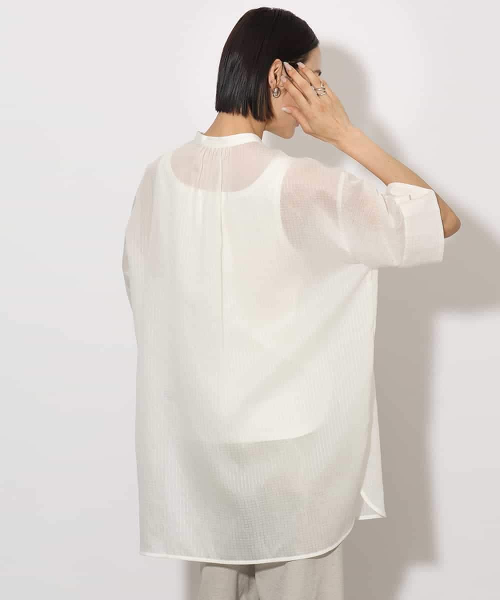 FMBHA05230 MICHEL KLEIN(ミッシェルクラン) シアーチュニックブラウス ネイビー