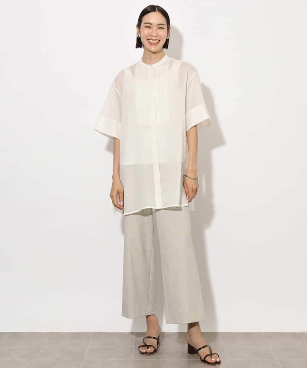 FMBHA05230 MICHEL KLEIN(ミッシェルクラン) シアーチュニックブラウス ネイビー