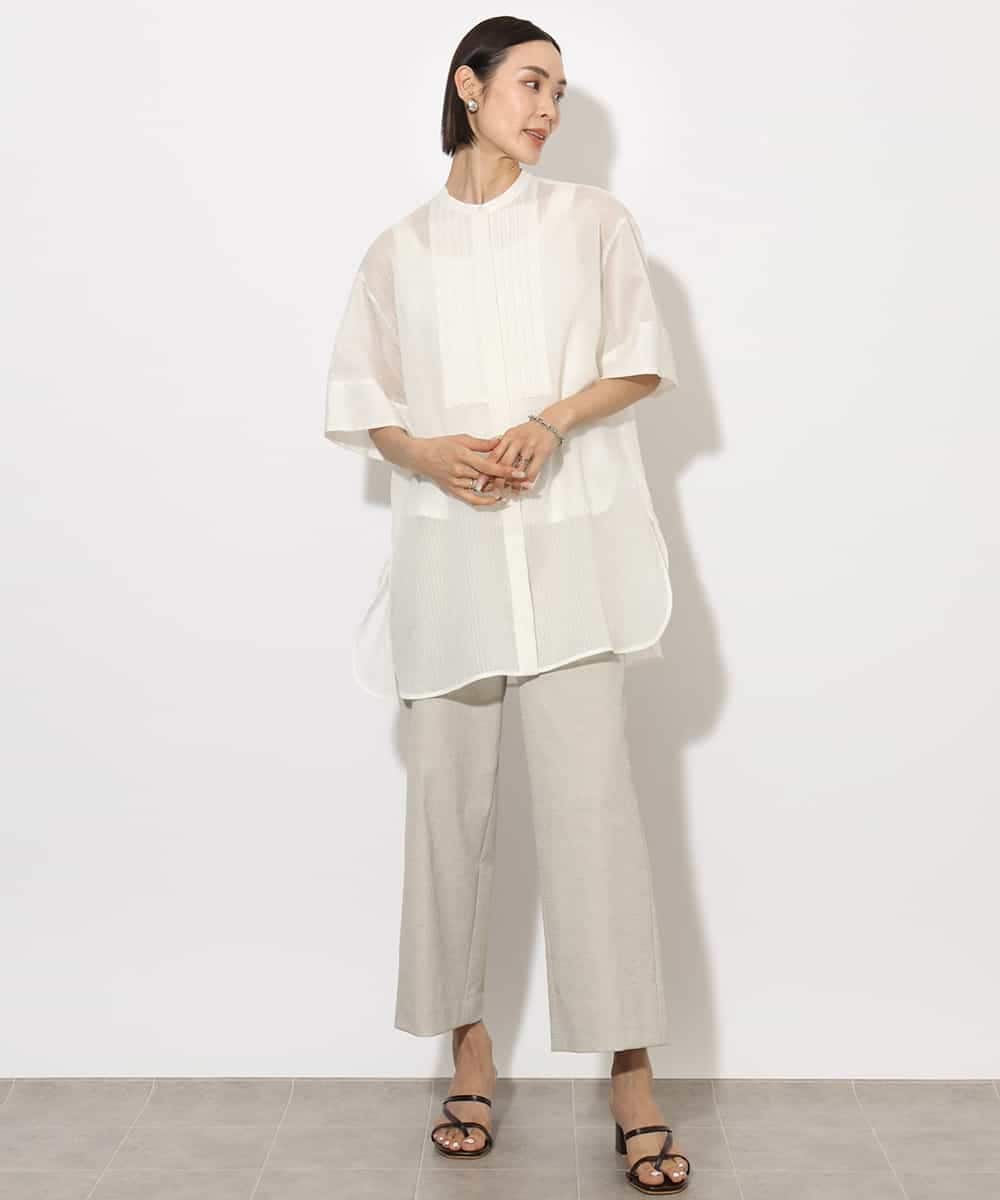 FMBHA05230 MICHEL KLEIN(ミッシェルクラン) シアーチュニックブラウス ネイビー