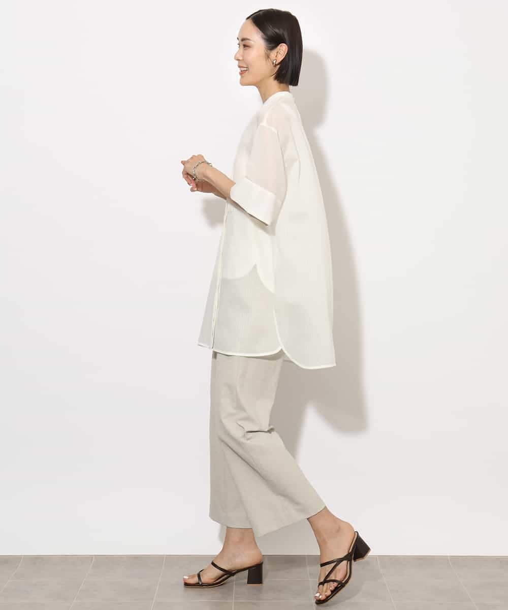 FMBHA05230 MICHEL KLEIN(ミッシェルクラン) シアーチュニックブラウス ネイビー