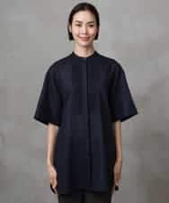 FMBHA05230 MICHEL KLEIN(ミッシェルクラン) シアーチュニックブラウス ネイビー