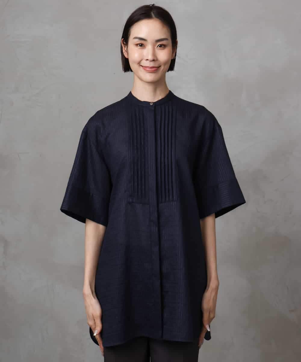 FMBHA05230 MICHEL KLEIN(ミッシェルクラン) シアーチュニックブラウス ネイビー