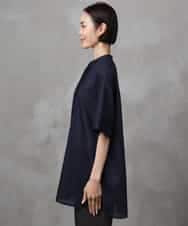 FMBHA05230 MICHEL KLEIN(ミッシェルクラン) シアーチュニックブラウス ネイビー