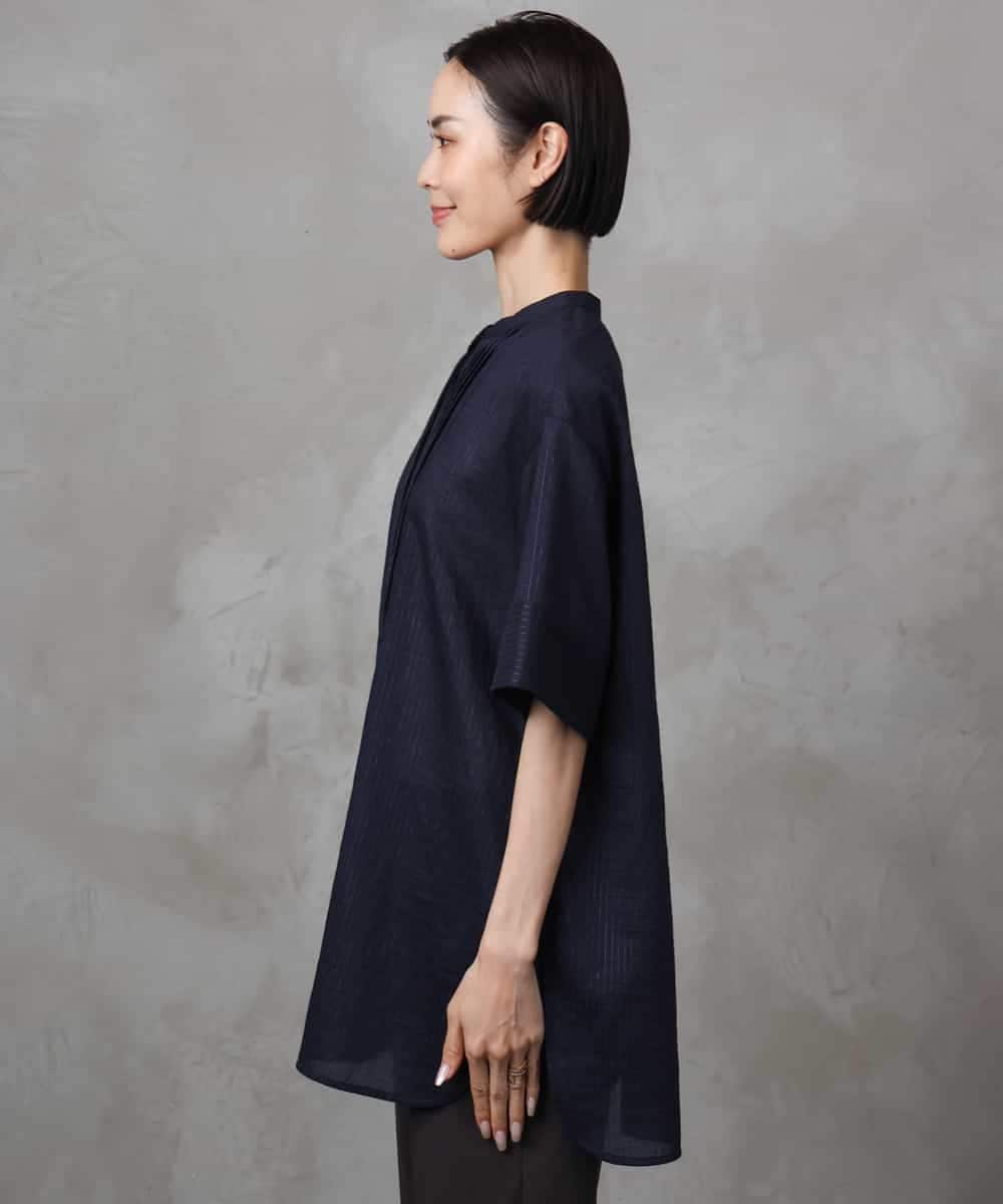 FMBHA05230 MICHEL KLEIN(ミッシェルクラン) シアーチュニックブラウス ネイビー