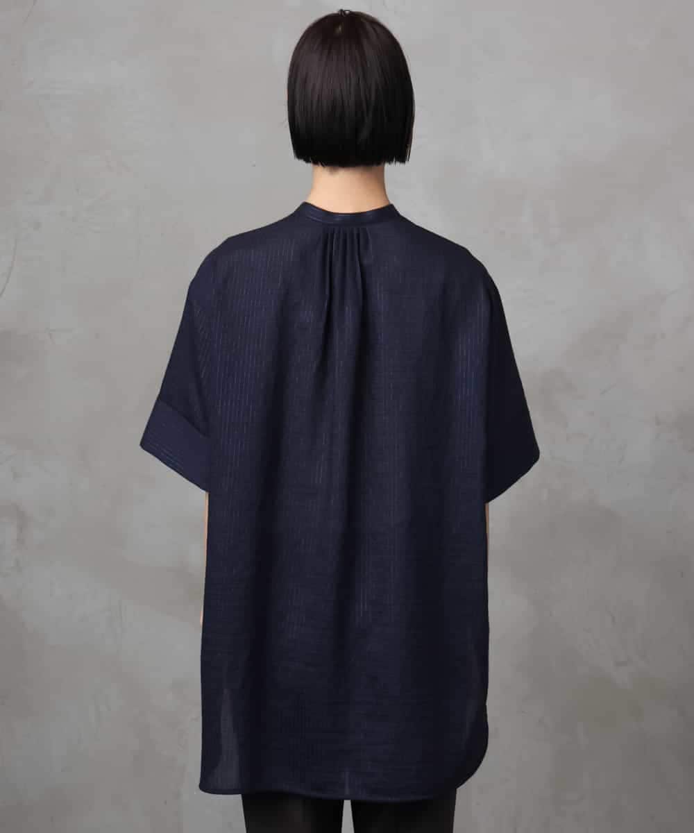 FMBHA05230 MICHEL KLEIN(ミッシェルクラン) シアーチュニックブラウス ネイビー