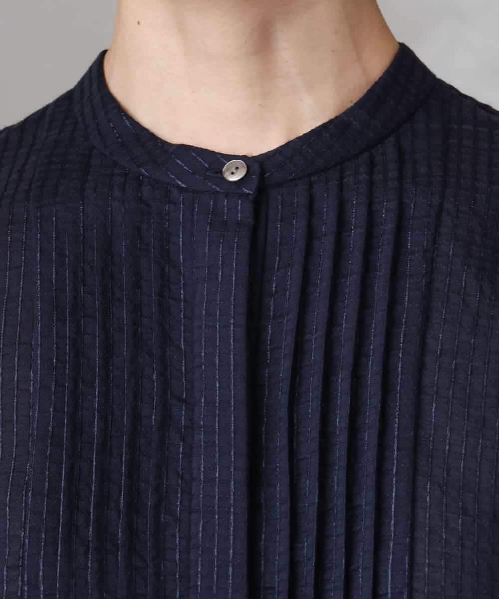 FMBHA05230 MICHEL KLEIN(ミッシェルクラン) シアーチュニックブラウス ネイビー