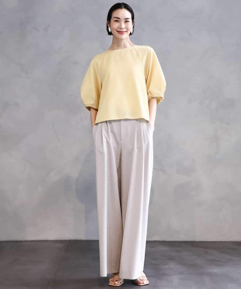 FMBHA06230 MICHEL KLEIN(ミッシェルクラン) ボリュームスリーブブラウス ライトイエロー