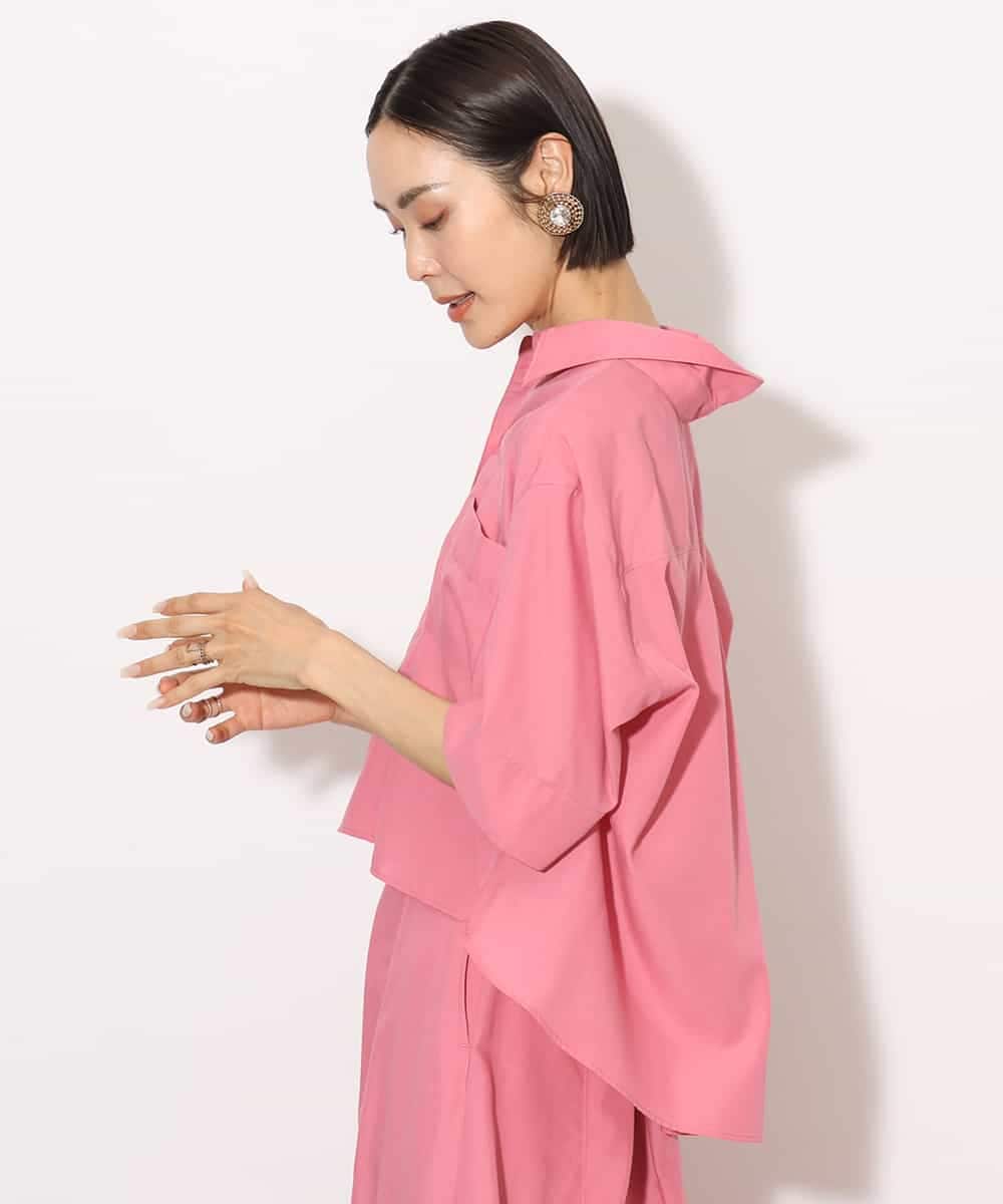 FMBHA08210 MICHEL KLEIN(ミッシェルクラン) [セットアップ対応]フレンチリネンシャツ ピンク