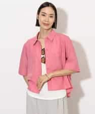 FMBHA08210 MICHEL KLEIN(ミッシェルクラン) [セットアップ対応]フレンチリネンシャツ ピンク