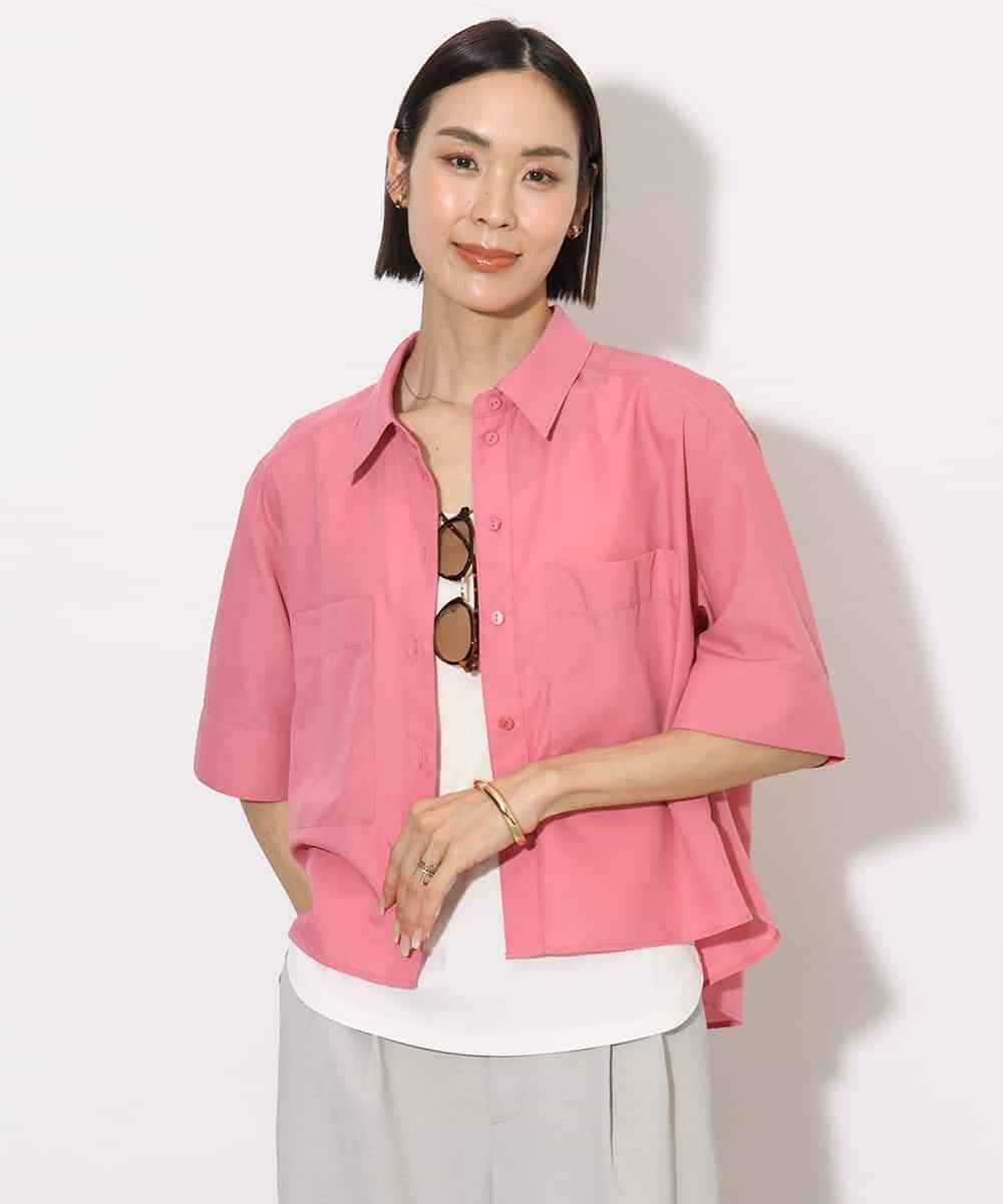 FMBHA08210 MICHEL KLEIN(ミッシェルクラン) [セットアップ対応]フレンチリネンシャツ ピンク