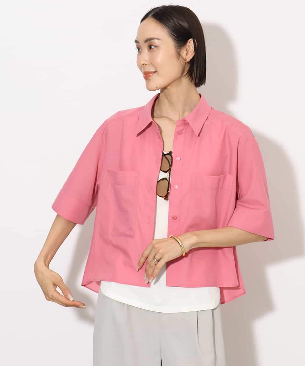 FMBHA08210 MICHEL KLEIN(ミッシェルクラン) [セットアップ対応]フレンチリネンシャツ ピンク