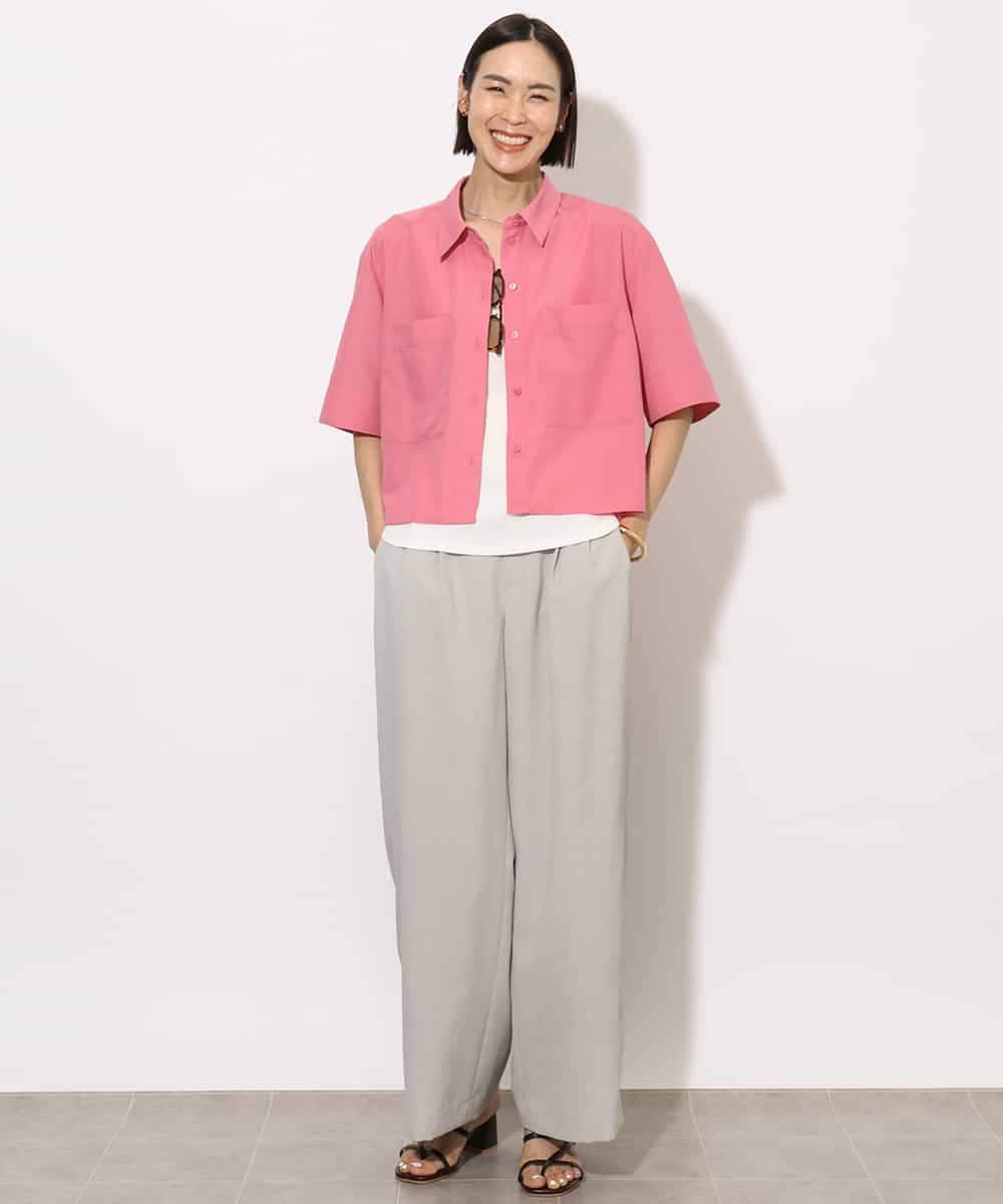 FMBHA08210 MICHEL KLEIN(ミッシェルクラン) [セットアップ対応]フレンチリネンシャツ ピンク