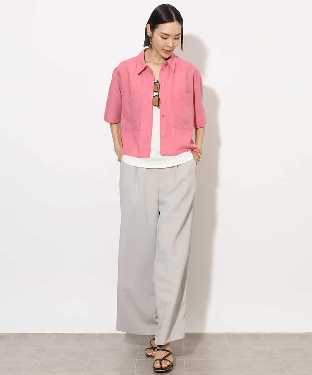 FMBHA08210 MICHEL KLEIN(ミッシェルクラン) [セットアップ対応]フレンチリネンシャツ ピンク