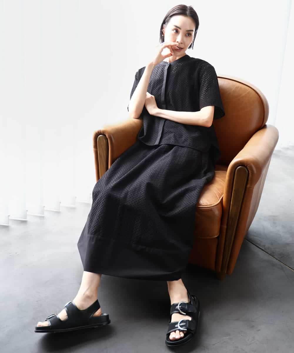 FMBHA18230 MICHEL KLEIN(ミッシェルクラン) [セットアップ対応]エンブロイダリーレースブラウス ライトブルー