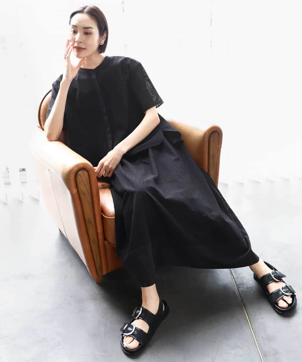 FMBHA18230 MICHEL KLEIN(ミッシェルクラン) [セットアップ対応]エンブロイダリーレースブラウス ライトブルー