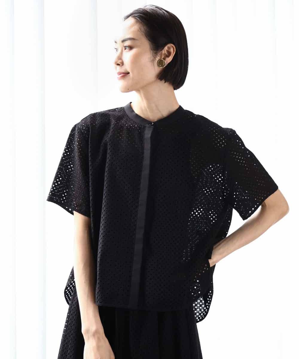 FMBHA18230 MICHEL KLEIN(ミッシェルクラン) [セットアップ対応]エンブロイダリーレースブラウス ライトブルー