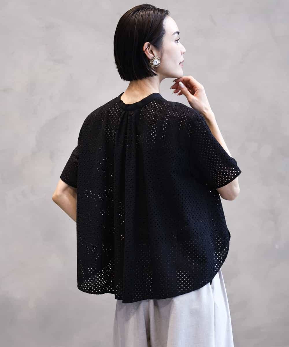 FMBHA18230 MICHEL KLEIN(ミッシェルクラン) [セットアップ対応]エンブロイダリーレースブラウス ライトブルー