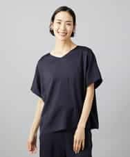 FMBHD02170 MICHEL KLEIN(ミッシェルクラン) [セットアップ対応]Vネックサテンオーバーブラウス ネイビー