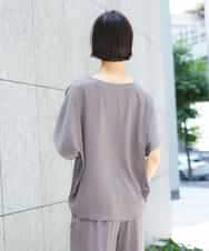 FMBHD02170 MICHEL KLEIN(ミッシェルクラン) [セットアップ対応]Vネックサテンオーバーブラウス ベージュ
