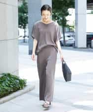 FMBHD02170 MICHEL KLEIN(ミッシェルクラン) [セットアップ対応]Vネックサテンオーバーブラウス ベージュ