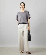 FMBHD02170 MICHEL KLEIN(ミッシェルクラン) [セットアップ対応]Vネックサテンオーバーブラウス ベージュ