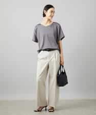 FMBHD02170 MICHEL KLEIN(ミッシェルクラン) [セットアップ対応]Vネックサテンオーバーブラウス ベージュ
