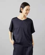 FMBHD02170 MICHEL KLEIN(ミッシェルクラン) [セットアップ対応]Vネックサテンオーバーブラウス ベージュ