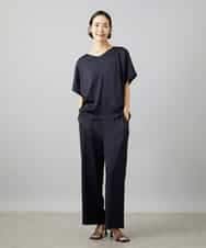 FMBHD02170 MICHEL KLEIN(ミッシェルクラン) [セットアップ対応]Vネックサテンオーバーブラウス ベージュ