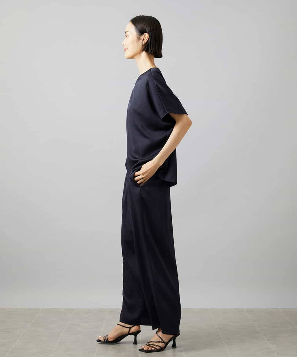 FMBHD02170 MICHEL KLEIN(ミッシェルクラン) [セットアップ対応]Vネックサテンオーバーブラウス ベージュ